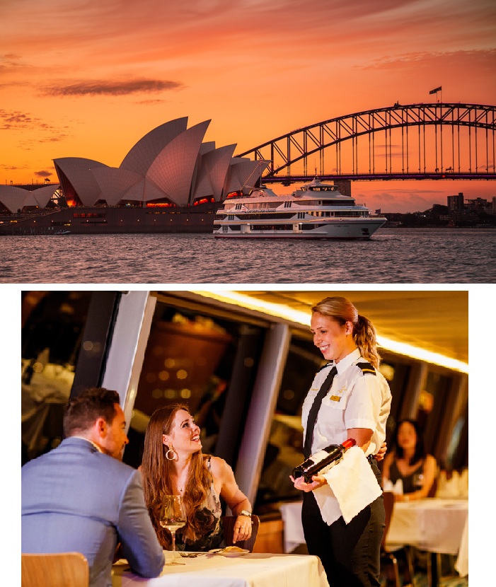 クルーズディナー　船の外観と船内の様子　イメージ  写真提供(C)Tourism Australia