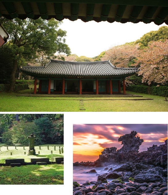 三姓穴と龍頭岩　イメージ ※時間帯によってはライトアップもあり、同じようには見えません。