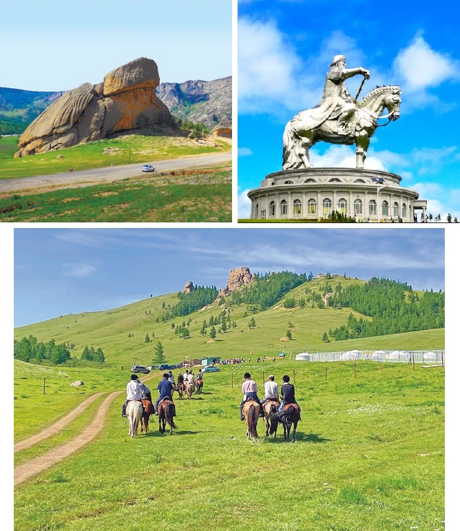 亀岩、チンギスハーン騎馬像、乗馬体験